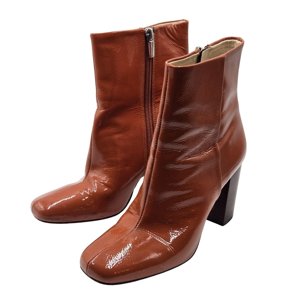 Vince Camuto Boots Womens Size 6.5 Brown Leather Ankle Block Heel VC-DANNIA‎